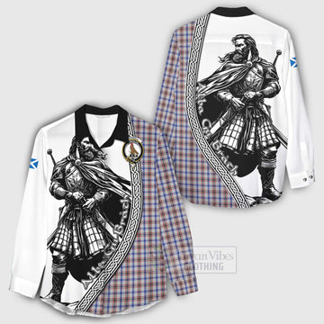 Boswell Tartan Clan Crest Women's Casual Shirt with Highlander Warrior Celtic Style - Tartan Vibes Clothing