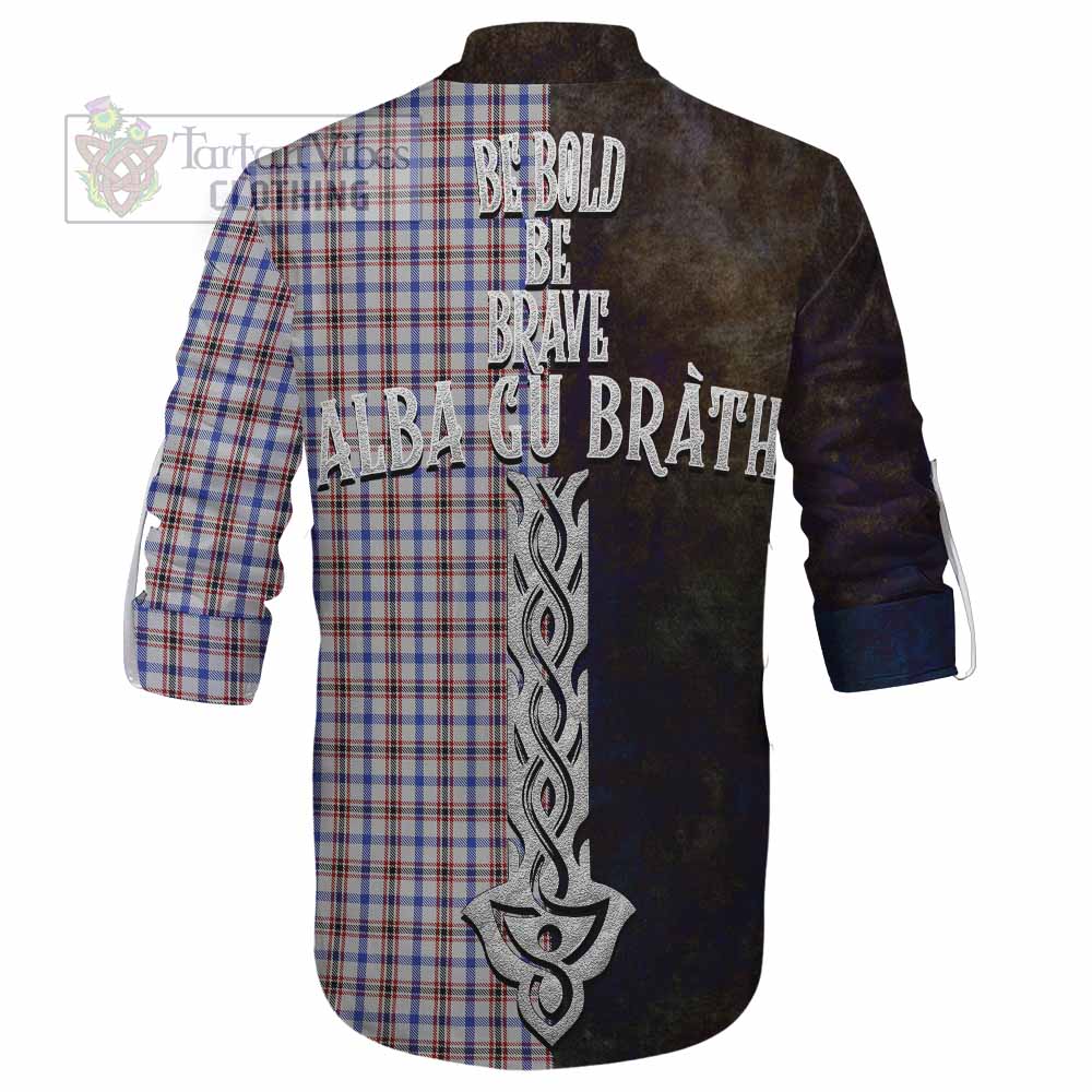 Tartan Vibes Clothing Boswell Tartan Family Crest Ghillie Kilt Shirt Alba Gu Brath Be Brave Lion Ancient Style