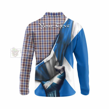 Boswell Tartan Long Sleeve Polo Shirt with Family Crest Scotland Patriotic Style - Tartan Vibes Clothing