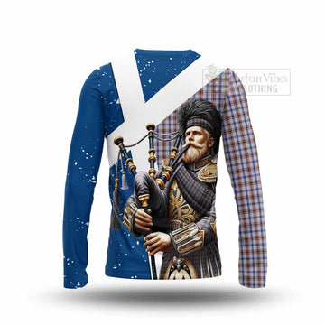 Boswell Tartan Long Sleeve T-Shirt with Family Crest Scottish Bagpiper Vibes - Tartan Vibes Clothing