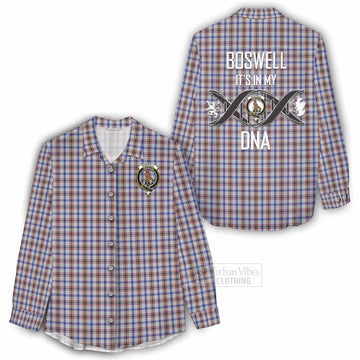 Boswell Tartan Women's Casual Shirt with Family Crest DNA In Me Style - Tartan Vibes Clothing