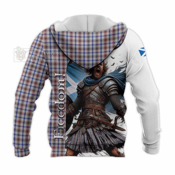 Boswell Crest Tartan Knitted Hoodie Inspired by the Freedom of Scottish Warrior - Tartan Vibes Clothing
