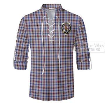 Boswell Tartan Ghillie Kilt Shirt with Family Crest and Bearded Skull Holding Bottles of Whiskey - Tartan Vibes Clothing