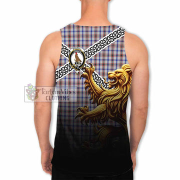 Boswell Crest Tartan Men's Tank Top with Golden Lion Emblem Celtic Style - Tartan Vibes Clothing