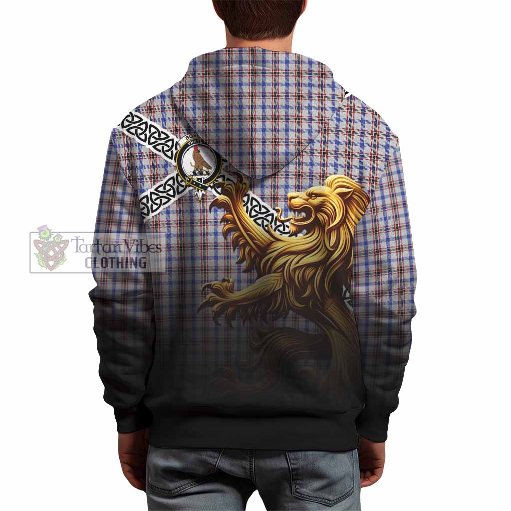 Boswell Crest Tartan Hoodie with Golden Lion Emblem Celtic Style - Tartan Vibes Clothing