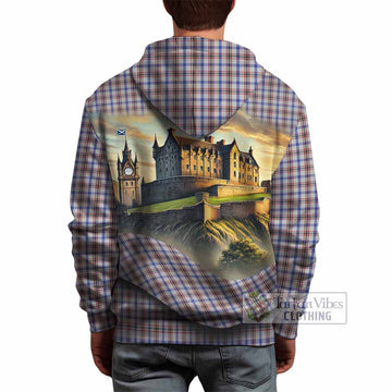 Boswell Tartan Family Crest Hoodie with Scottish Ancient Castle Style - Tartan Vibes Clothing