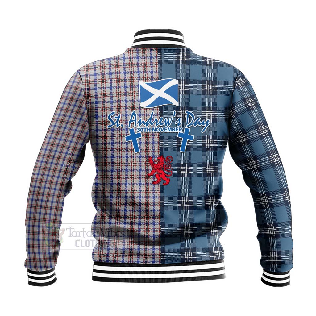 Boswell Tartan Baseball Jacket Happy St. Andrew's Day Half Tartan Style - Tartan Vibes Clothing