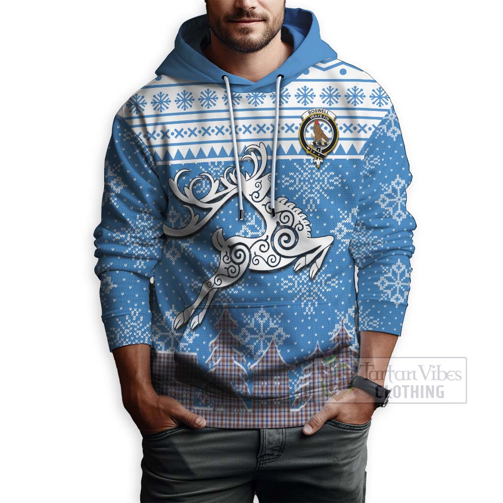 Boswell Clan Christmas Hoodie Celtic Reindeer Style - Tartan Vibes Clothing