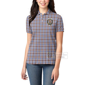 Boswell Tartan Women's Polo Shirt with Family Crest Celtic Skull Style - Tartan Vibes Clothing