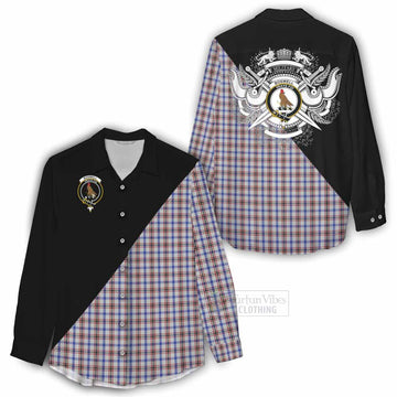 Boswell Tartan Women's Casual Shirt with Family Crest and Military Logo Style - Tartan Vibes Clothing