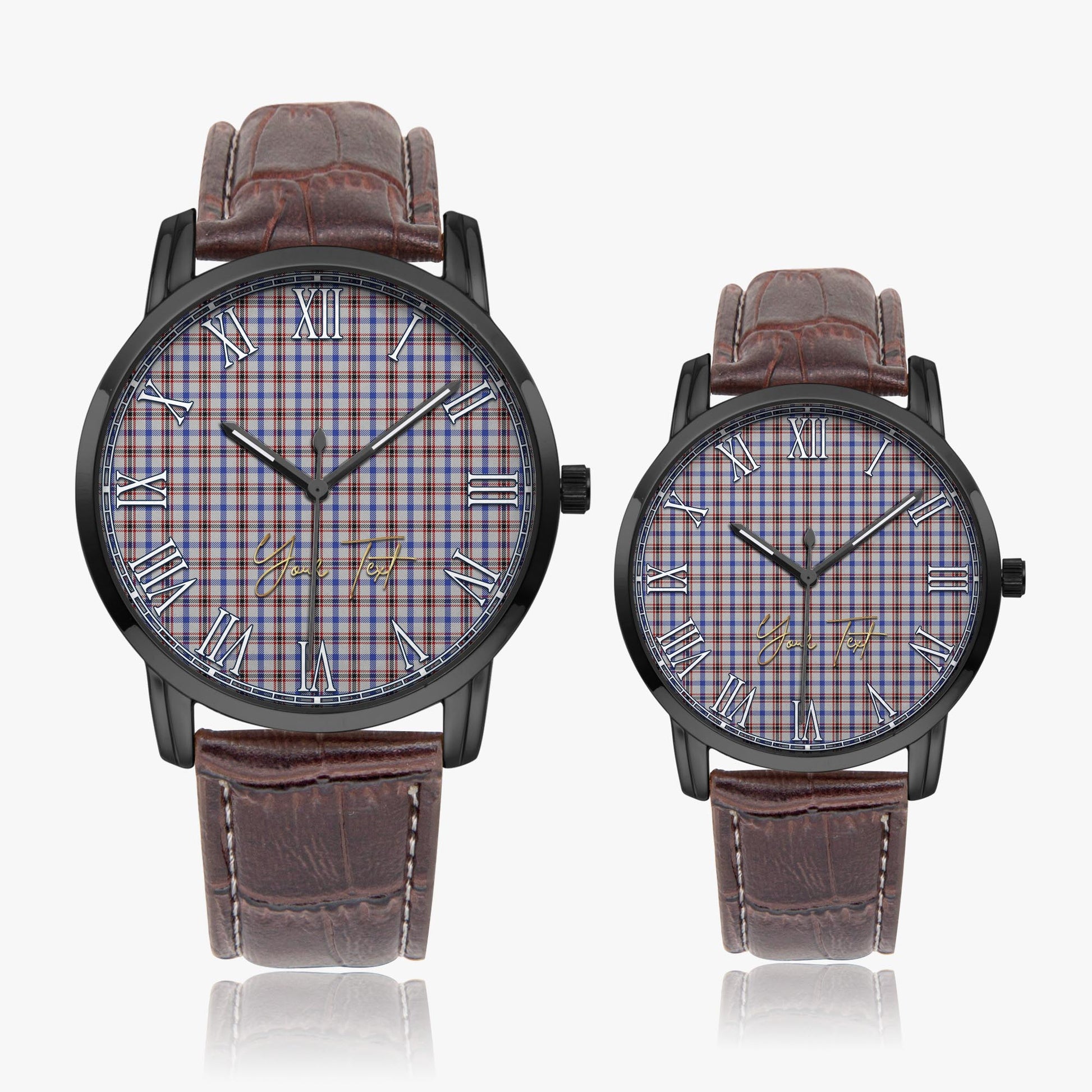 Boswell Tartan Personalized Your Text Leather Trap Quartz Watch - Tartan Vibes Clothing