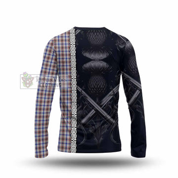 Boswell Tartan Long Sleeve T-Shirt with Family Crest Cross Sword Thistle Celtic Vibes - Tartan Vibes Clothing