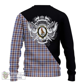 Boswell Tartan Ugly Sweater with Family Crest and Military Logo Style - Tartan Vibes Clothing