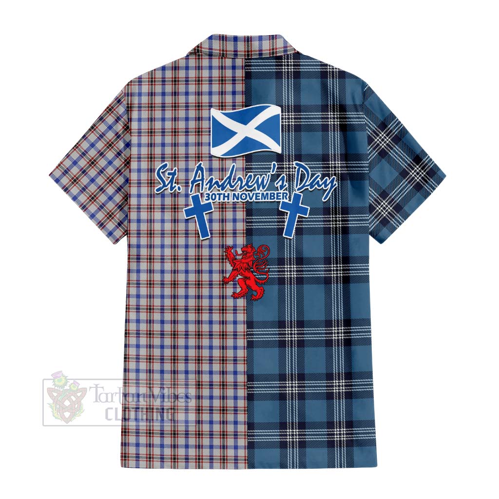 Boswell Tartan Hawaiian Shirt Happy St. Andrew's Day Half Tartan Style - Tartan Vibes Clothing