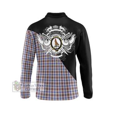 Boswell Tartan Long Sleeve Polo Shirt with Family Crest and Military Logo Style - Tartan Vibes Clothing