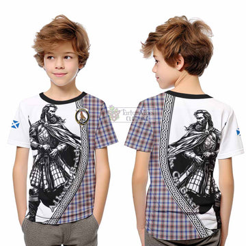 Boswell Tartan Clan Crest Kid T-Shirt with Highlander Warrior Celtic Style - Tartan Vibes Clothing