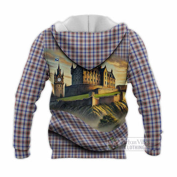 Boswell Tartan Family Crest Knitted Hoodie with Scottish Ancient Castle Style - Tartan Vibes Clothing