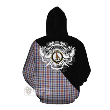 Boswell Tartan Cotton Hoodie with Family Crest and Military Logo Style Pullover Hoodie - Tartan Vibes Clothing