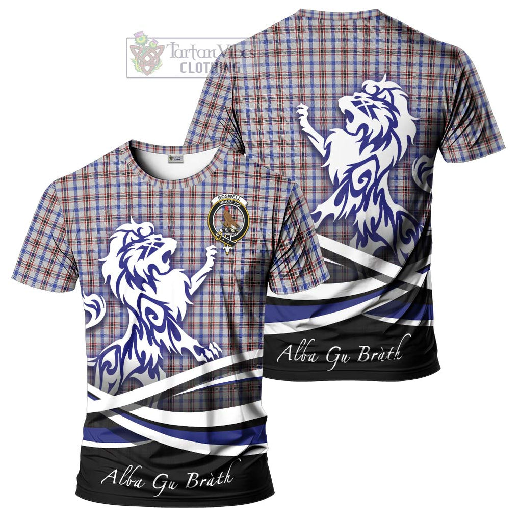 Boswell Tartan Cotton T-shirt with Alba Gu Brath Regal Lion Emblem Women's Shirt - Tartan Vibes Clothing
