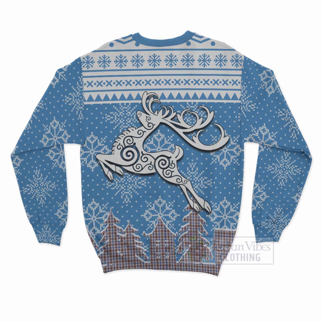 Boswell Clan Christmas Sweatshirt Celtic Reindeer Style - Tartan Vibes Clothing