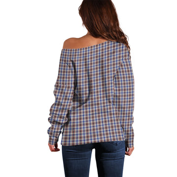 Boswell Tartan Off Shoulder Women Sweater with Family Crest - Tartan Vibes Clothing