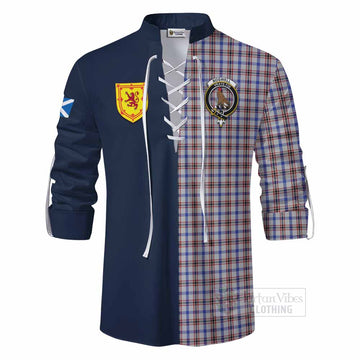 Boswell Tartan Ghillie Kilt Shirt Alba with Scottish Lion Royal Arm Half Style - Tartan Vibes Clothing