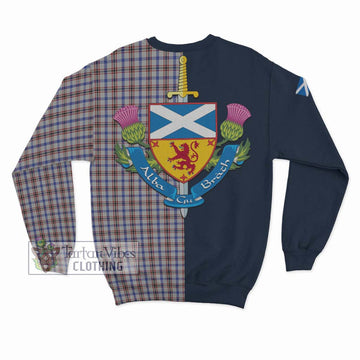 Boswell Tartan Sweatshirt Alba with Scottish Lion Royal Arm Half Style - Tartan Vibes Clothing
