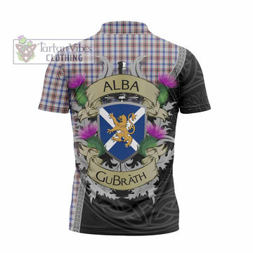 Boswell Tartan Family Crest Zipper Polo Shirt Lion Rampant Royal Thistle Shield Celtic Inspired - Tartan Vibes Clothing