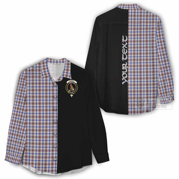 Boswell Tartan Women's Casual Shirt with Family Crest and Half Of Me Style - Tartan Vibes Clothing
