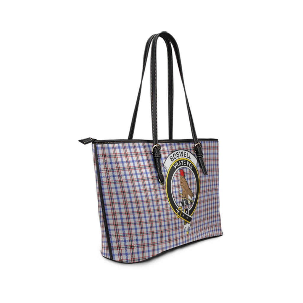 Boswell Tartan Leather Tote Bag with Family Crest - Tartan Vibes Clothing