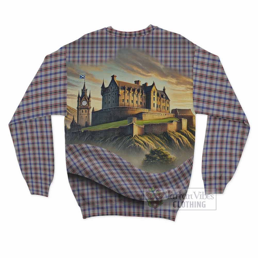 Boswell Tartan Family Crest Sweatshirt with Scottish Ancient Castle Style - Tartan Vibes Clothing