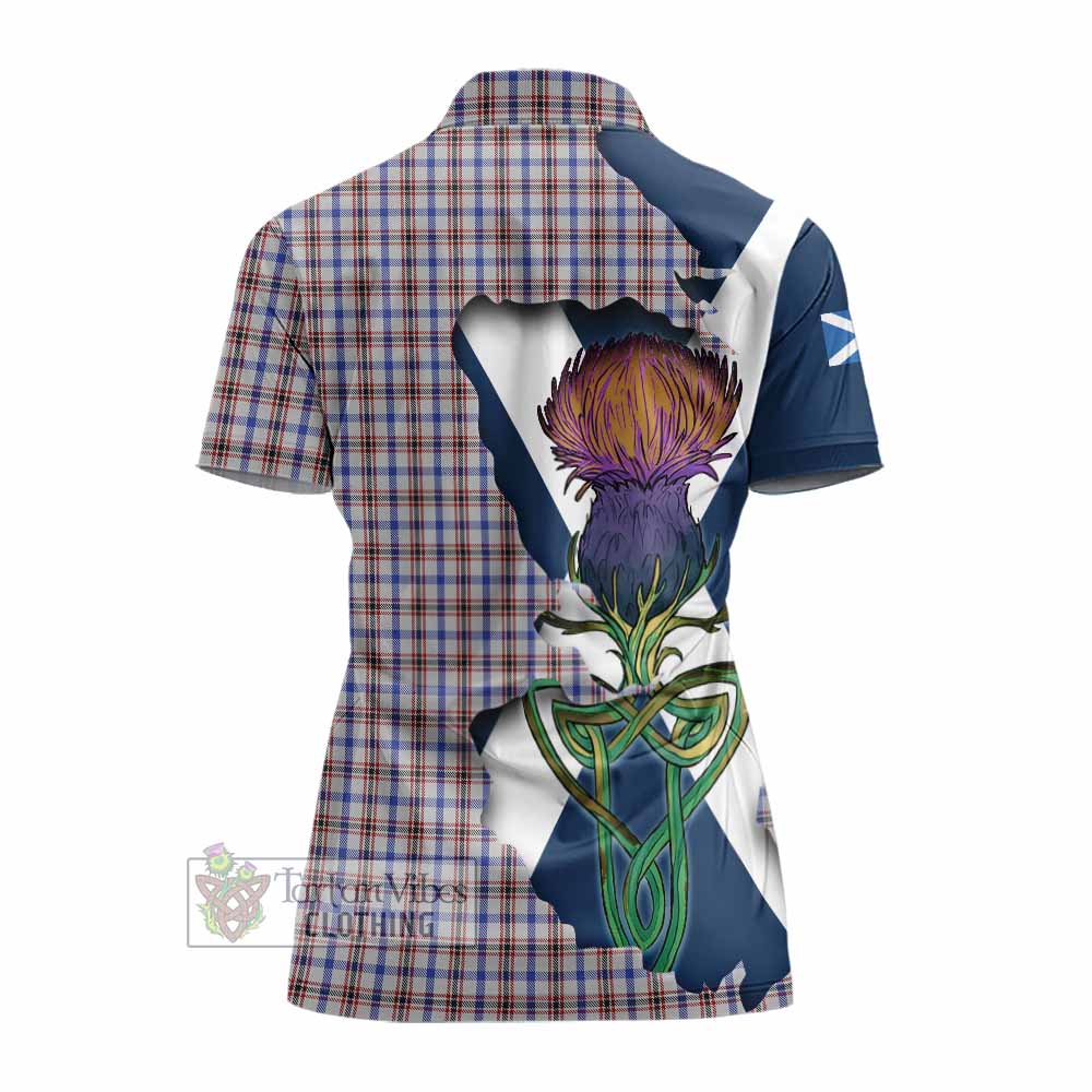 Tartan Vibes Clothing Boswell Tartan Family Crest Women's Polo Shirt Scottish Thistle Celtic Inspired