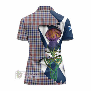 Tartan Vibes Clothing Boswell Tartan Family Crest Women's Polo Shirt Scottish Thistle Celtic Inspired