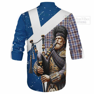 Boswell Tartan Ghillie Kilt Shirt with Family Crest Scottish Bagpiper Vibes - Tartan Vibes Clothing