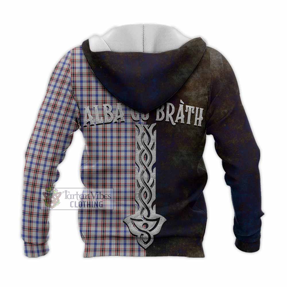 Tartan Vibes Clothing Boswell Tartan Family Crest Knitted Hoodie Alba Gu Brath Be Brave Lion Ancient Style