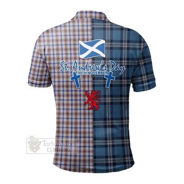 Boswell Tartan Polo Shirt Happy St. Andrew's Day Half Tartan Style - Tartan Vibes Clothing