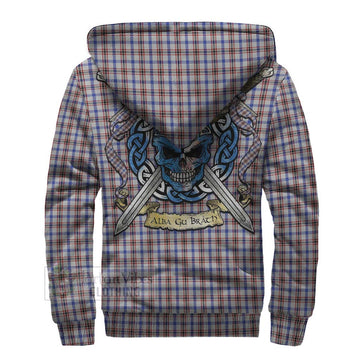 Boswell Tartan Sherpa Hoodie with Family Crest Celtic Skull Style - Tartan Vibes Clothing