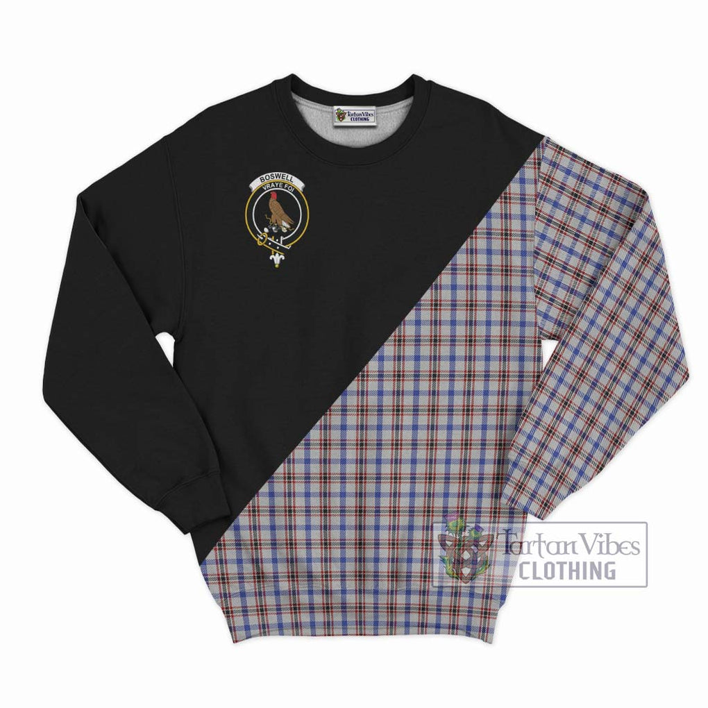 Boswell Tartan Sweatshirt with Family Crest and Military Logo Style - Tartan Vibes Clothing