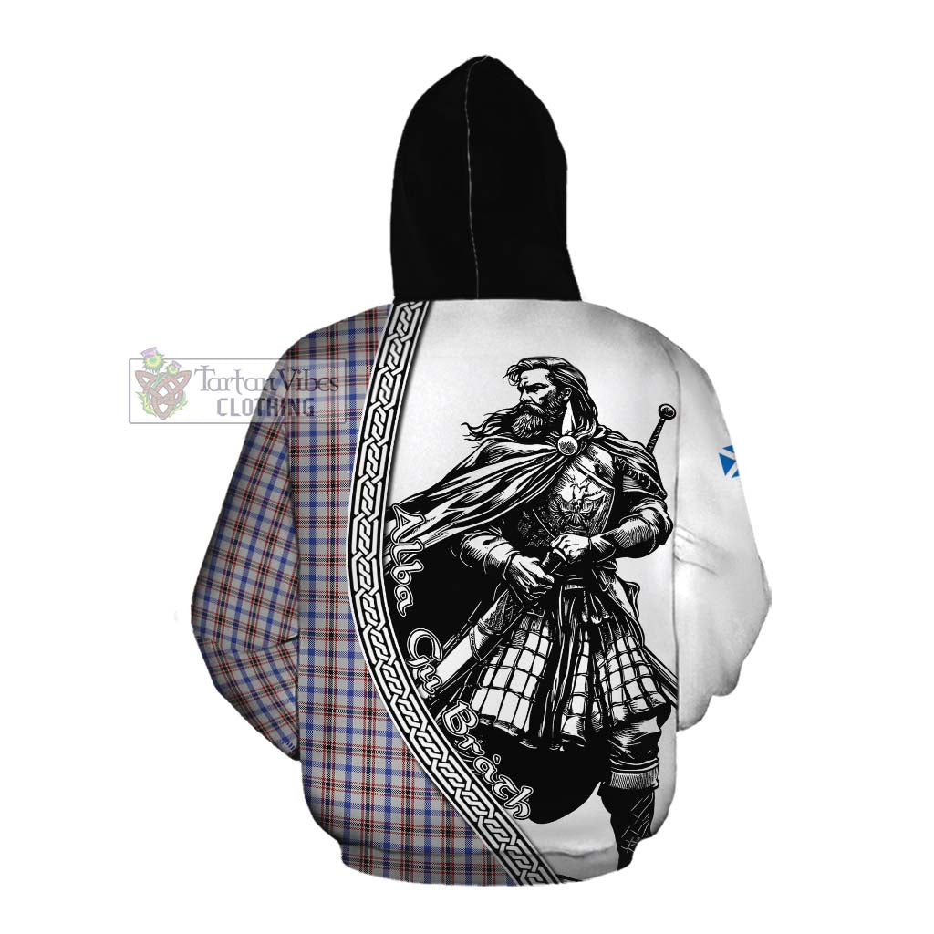 Boswell Tartan Clan Crest Cotton Hoodie with Highlander Warrior Celtic Style Pullover Hoodie - Tartan Vibes Clothing
