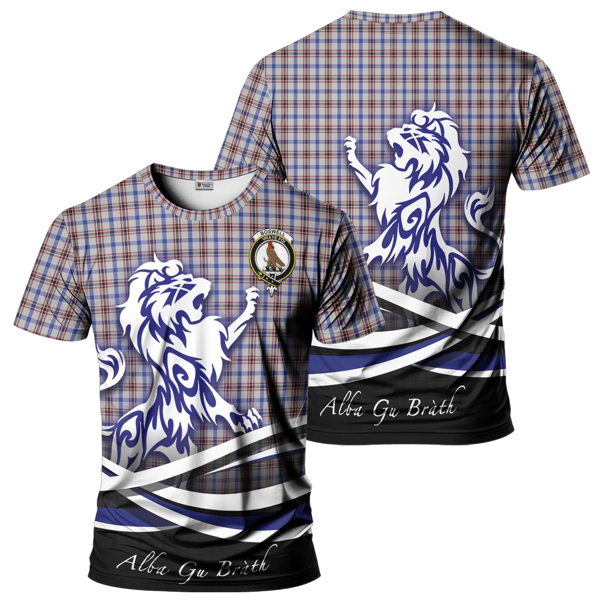 Boswell Tartan T-Shirt with Alba Gu Brath Regal Lion Emblem - Tartan Vibes Clothing
