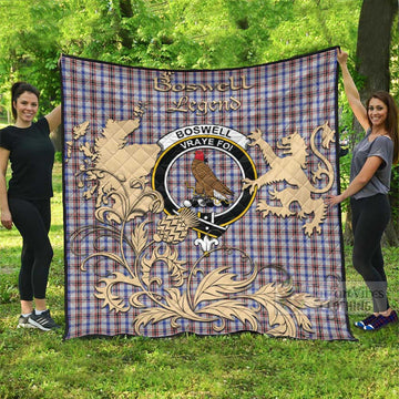 Tartan Vibes Clothing Boswell Tartan Quilt with Family Crest and Scottish Symbol Style
