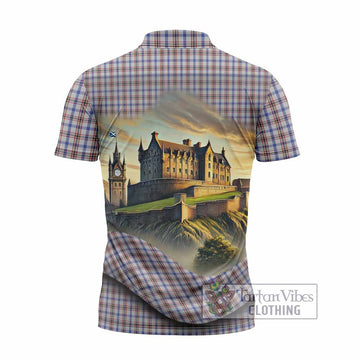 Boswell Tartan Family Crest Zipper Polo Shirt with Scottish Ancient Castle Style - Tartan Vibes Clothing