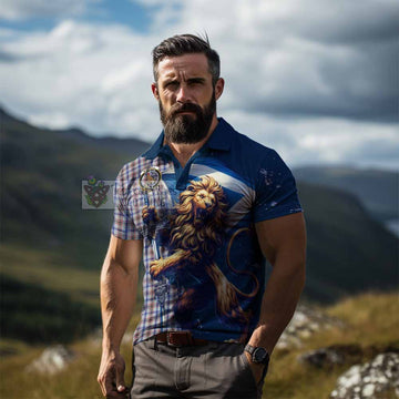 Boswell Tartan Family Crest Men's Polo Shirt with Scottish Majestic Lion - Tartan Vibes Clothing