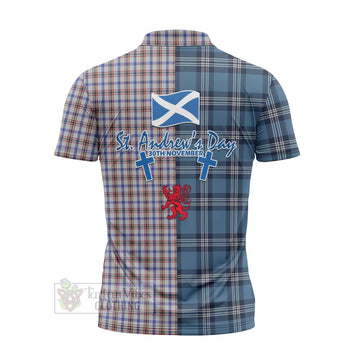 Boswell Tartan Zipper Polo Shirt Happy St. Andrew's Day Half Tartan Style - Tartan Vibes Clothing