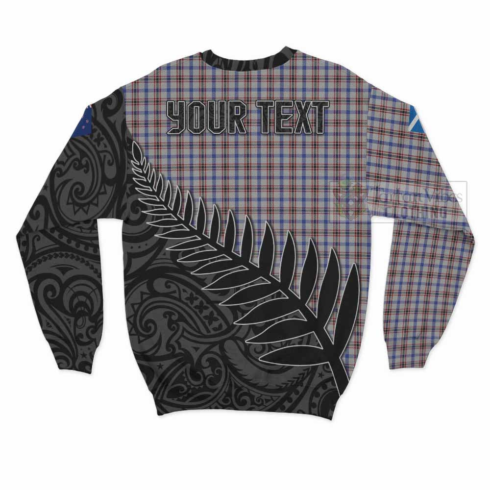 Boswell Crest Tartan Sweatshirt with New Zealand Silver Fern Half Style - Tartan Vibes Clothing