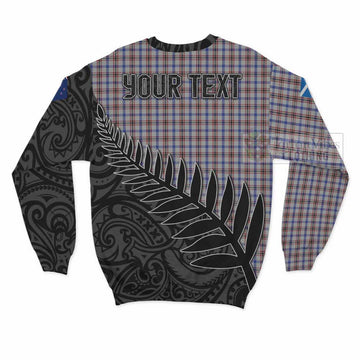 Boswell Crest Tartan Sweatshirt with New Zealand Silver Fern Half Style - Tartan Vibes Clothing