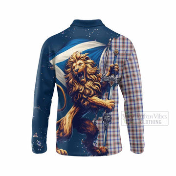 Boswell Tartan Family Crest Long Sleeve Polo Shirt with Scottish Majestic Lion - Tartan Vibes Clothing