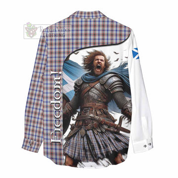 Boswell Crest Tartan Women's Casual Shirt Inspired by the Freedom of Scottish Warrior - Tartan Vibes Clothing