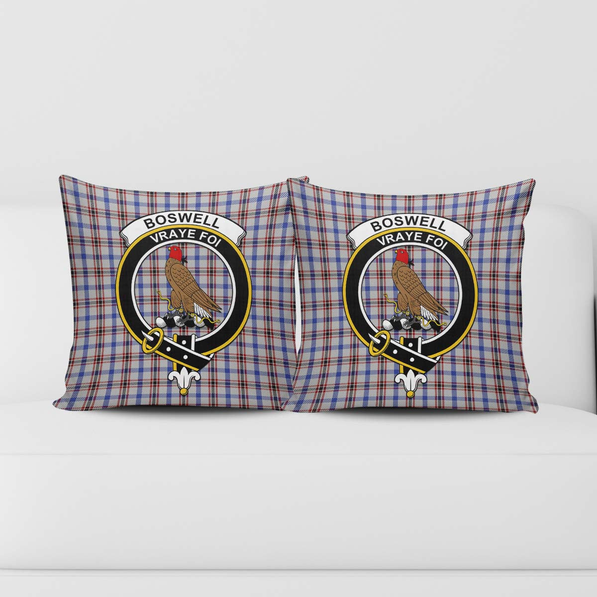 Boswell Tartan Pillow Cover with Family Crest - Tartan Vibes Clothing