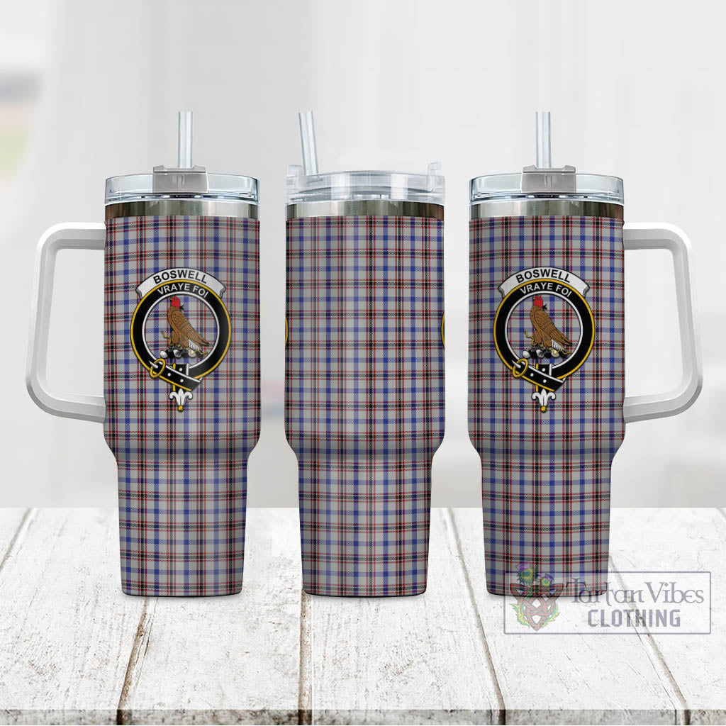 Boswell Tartan Tumbler with Handle with Family Crest - Tartan Vibes Clothing